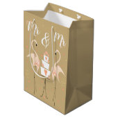 Flamingo Bruiloft Dhr & Mevrouw Medium Cadeauzakje (Achterkant Gekanteld)