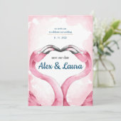 Flamingo bruiloft kaart (Staand voorkant)