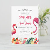 Flamingo bruiloft uitnodiging (Staand voorkant)