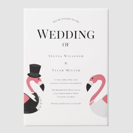 Flamingo bruiloft uitnodiging (Voorkant)