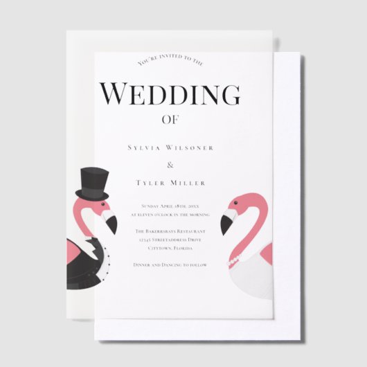 Flamingo bruiloft uitnodiging (Offset)