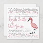 Flamingo bruiloft uitnodiging (aanpasbaar) (Voorkant / Achterkant)