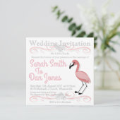 Flamingo bruiloft uitnodiging (aanpasbaar) (Staand voorkant)