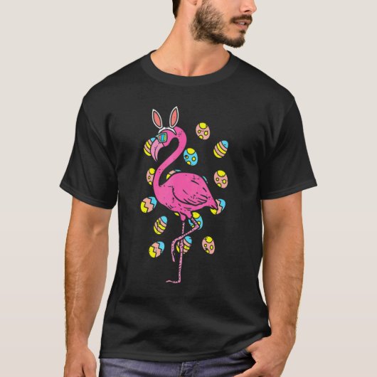 Flamingo Bunny Ears Ears Easter Bird Anima T-shirt (Voorkant)