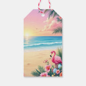 Flamingo Bunny Ears Holi Cadeaulabel (Achterkant)