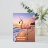 Flamingo Bunny Ears leven Paas Kaart (Staand voorkant)
