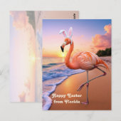 Flamingo Bunny Ears leven Paas Kaart (Voorkant / Achterkant)