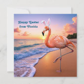 Flamingo Bunny Ears leven Paas Kaart (Voorkant)