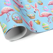 Flamingo Bunny Ears - lichtblauw Cadeaupapier (Rol Hoek)