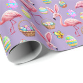 Flamingo Bunny Ears - pal paarse Cadeaupapier (Rol Hoek)