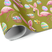 Flamingo Bunny Oren - olijf Cadeaupapier (Rol Hoek)