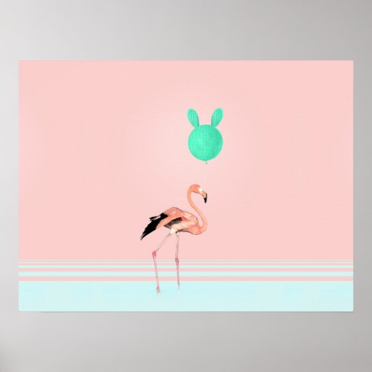 Flamingo Cactus-ballon Poster (Voorkant)