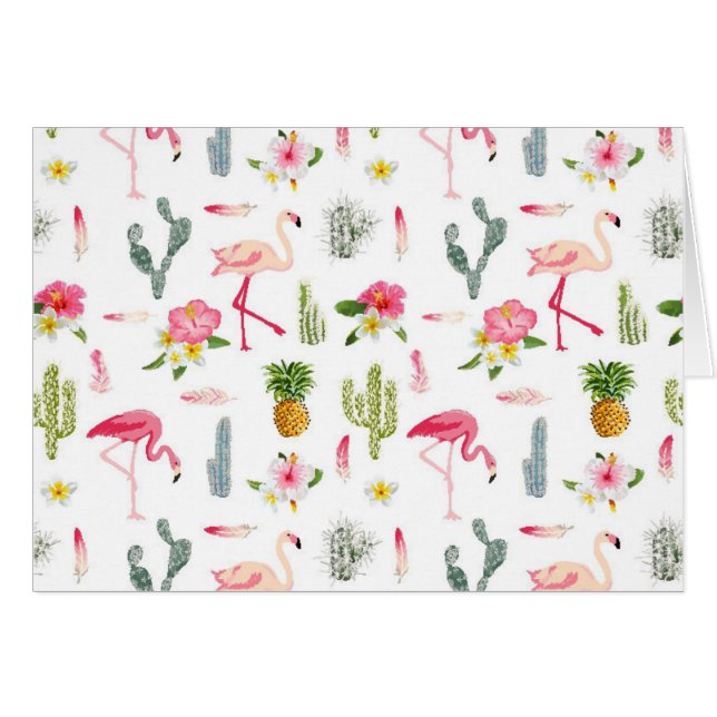 Flamingo Cactus Pineapple Hibiscus Pattern (Voorkant Horizontaal)