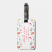 Flamingo Cactus Pineapple Hibiscus Pattern Bagagelabel (Achterkant verticaal)