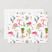 Flamingo Cactus Pineapple Hibiscus Pattern Briefkaart (Voorkant / Achterkant)