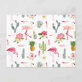 Flamingo Cactus Pineapple Hibiscus Pattern Briefkaart (Voorkant)