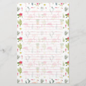 Flamingo Cactus Pineapple Hibiscus Pattern Briefpapier (Voorkant)