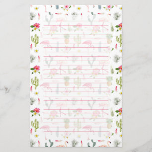 Flamingo Cactus Pineapple Hibiscus Pattern Briefpapier