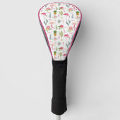 Flamingo Cactus Pineapple Hibiscus Pattern Golfheadcover (Voorkant)