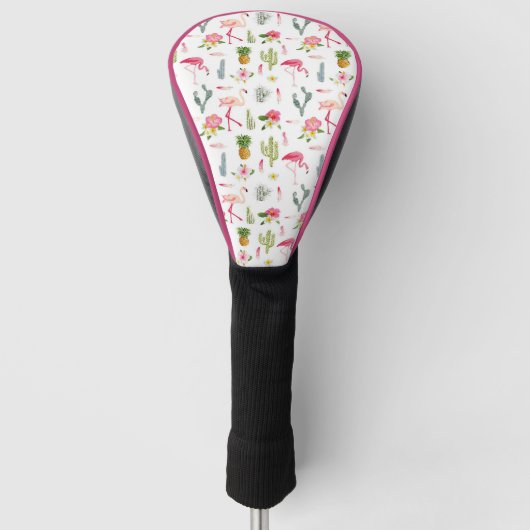 Flamingo Cactus Pineapple Hibiscus Pattern Golfheadcover (Voorkant)