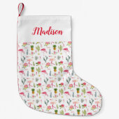 Flamingo Cactus Pineapple Hibiscus Pattern Kleine Kerstsok (Voorkant)