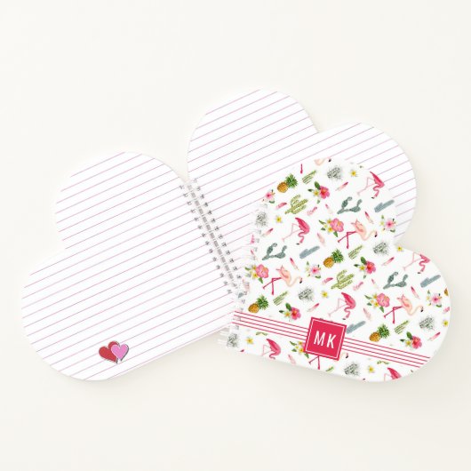 Flamingo Cactus Pineapple Hibiscus Pattern Notitieboek (Binnen)