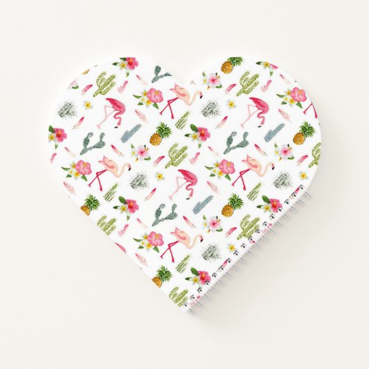 Flamingo Cactus Pineapple Hibiscus Pattern Notitieboek (Achterkant)