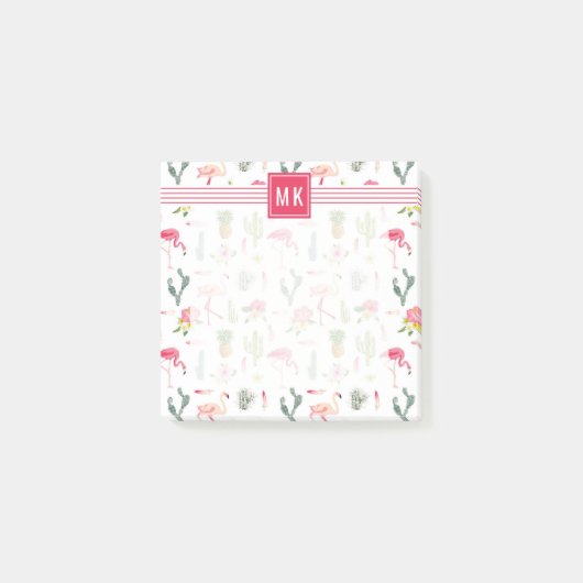 Flamingo Cactus Pineapple Hibiscus Pattern Post-it® Notes (Voorkant)