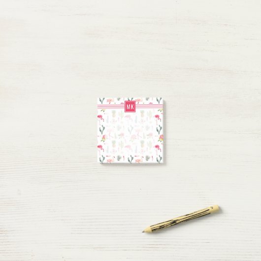 Flamingo Cactus Pineapple Hibiscus Pattern Post-it® Notes (Op bureau)