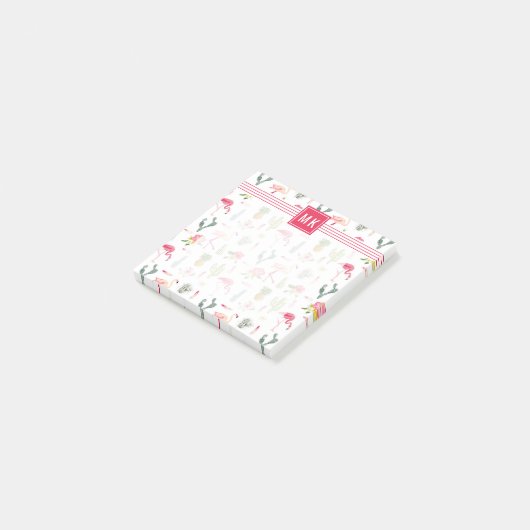 Flamingo Cactus Pineapple Hibiscus Pattern Post-it® Notes (Schuin)