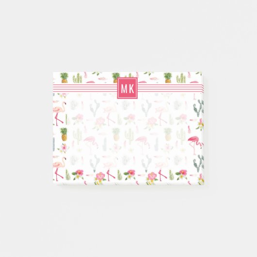 Flamingo Cactus Pineapple Hibiscus Pattern Post-it® Notes (Voorkant)