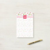 Flamingo Cactus Pineapple Hibiscus Pattern Post-it® Notes (Op bureau)