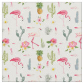 Flamingo Cactus Pineapple Hibiscus Pattern Stof (Close Up)