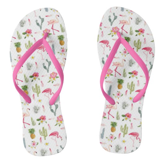 Flamingo Cactus Pineapple Hibiscus Pattern Teenslippers (Voetbed)