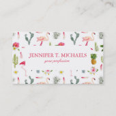 Flamingo Cactus Pineapple Hibiscus Pattern Visitekaartje (Voorkant)