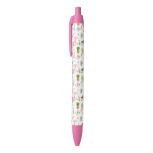 Flamingo Cactus Pineapple Hibiscus Pattern Zwarte Inkt Pen
