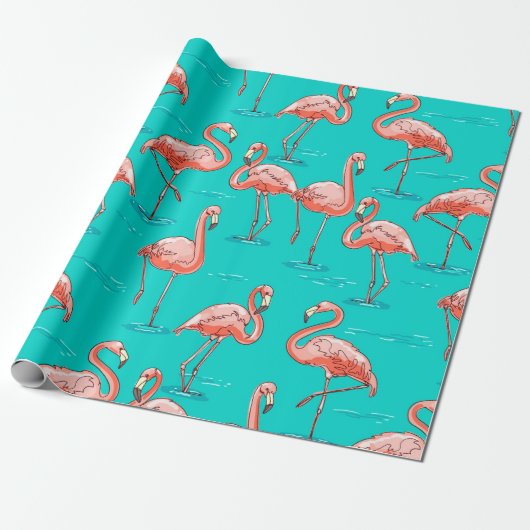 Flamingo Cadeaupapier (Uitgerold)