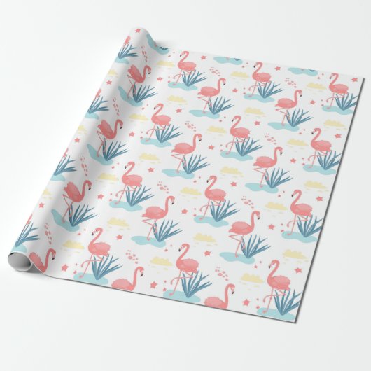 Flamingo Cadeaupapier (Uitgerold)
