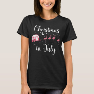 Flamingo Camping Kerstmis in juli RV Bus T-shirt