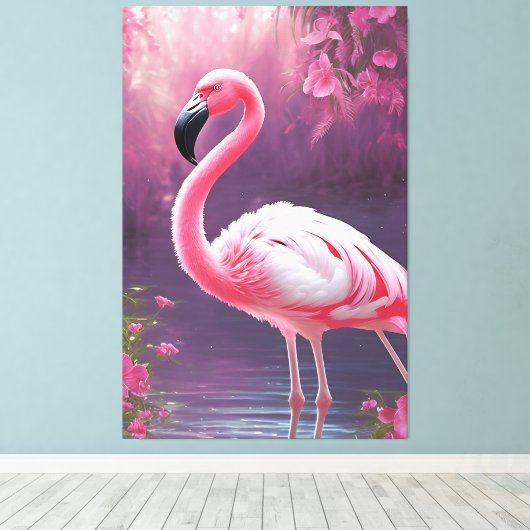 Flamingo Canvas Afdruk (Insitu (Houten vloer))