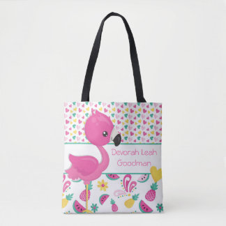 Flamingo canvas tas - gepersonaliseerd