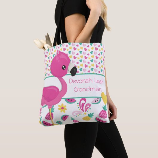 Flamingo canvas tas - gepersonaliseerd (Dichtbij)