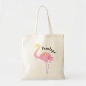 Flamingo canvas tas met naam (Voorkant)