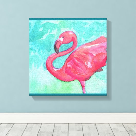 Flamingo Canvas wandkunst Afdruk (Insitu (Houten vloer))