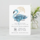 Flamingo Charming in Blue Baby shower Invitation Kaart (Staand voorkant)
