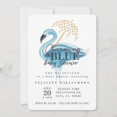 Flamingo Charming in Blue Baby shower Invitation Kaart (Voorkant)