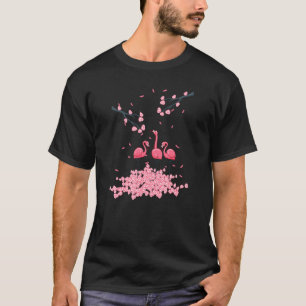 Flamingo Cherry Blossom Pink Tropical Wader Bird T-shirt