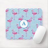 Flamingo Chevron Patroon Monogram Muismat (Met muis)