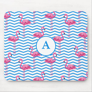 Flamingo Chevron Pattern Monogram Muismat