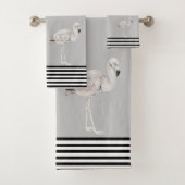 Flamingo Chic Zwart Wit Boho Tropisch Bad Handdoek (Insitu)